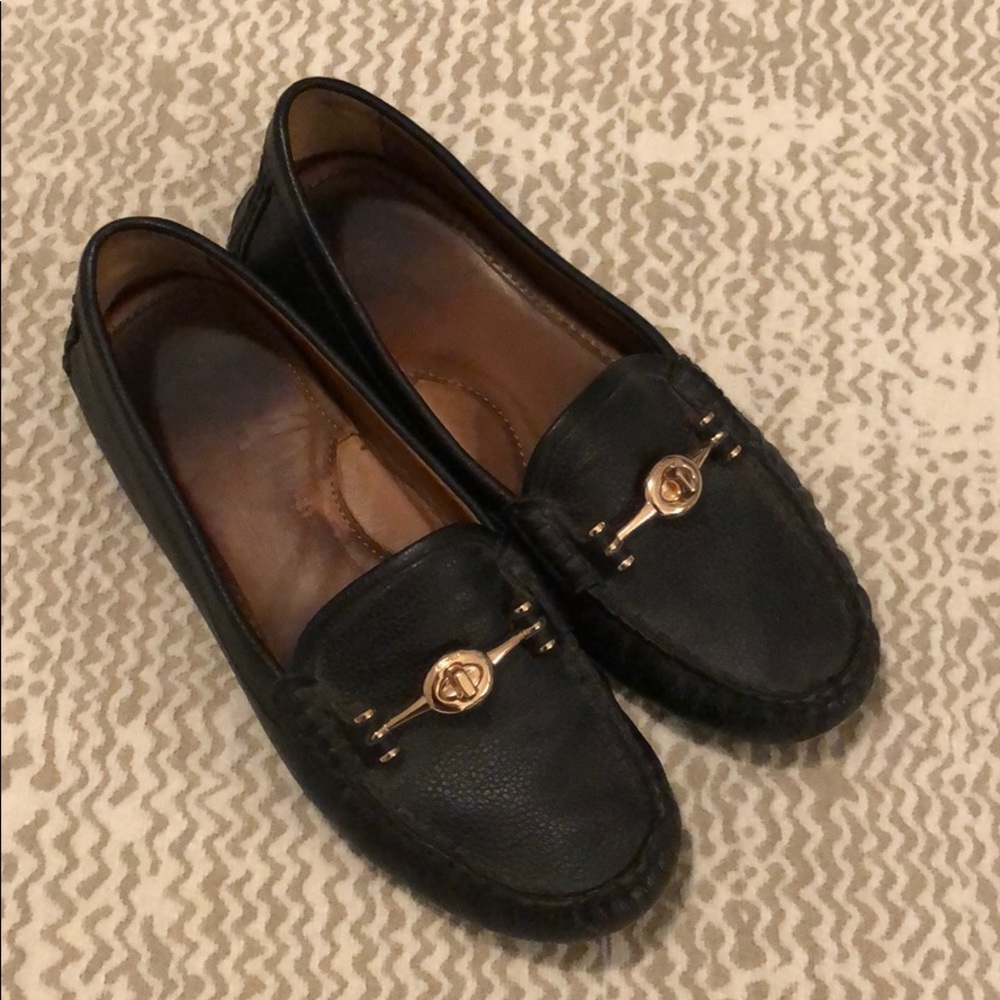 Coach Arlene Black Leather Loafers Driving Shoes